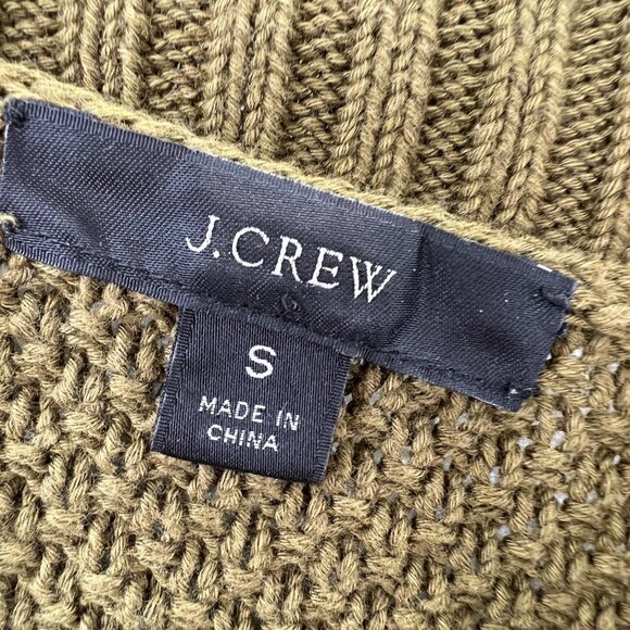 J Crew Cable Knit Fisherman Sweater S Oversized Olive Green Mock Neck Anglercore - Picture 5 of 7